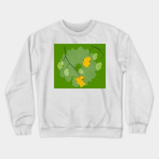 yellow leaves on green background design Crewneck Sweatshirt